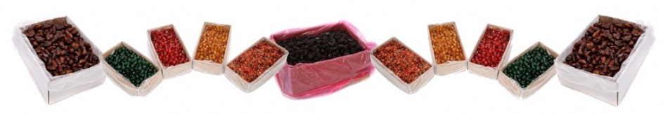 Bulk food baking fruit from Castle Snackfood Distribution Ltd, Kilkenny, Ireland. Baking fruit - raisins, sultanas, golden raisins, black raisins, red, gold & green French glace cherries, rich mixed peel, orange & lemon peel quarters and angelica.