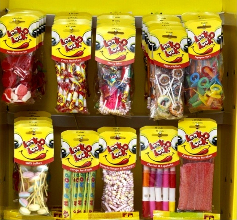 Point of Sale (POS) Display Options for the  Look-O-Look range of novelty sweets and confectionery as distributed by Castle Snackfood Distribution Limited, Ireland