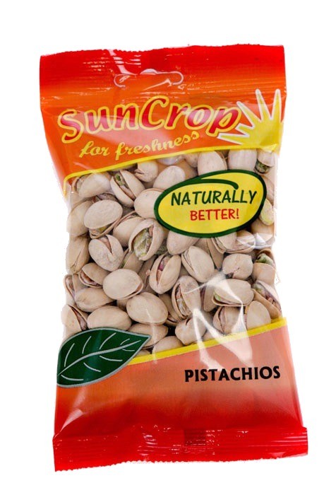 Pistachios  from Suncrop Prepackaged Snacks as distributed by  Castle Snackfood Distribution Ltd, Ireland
